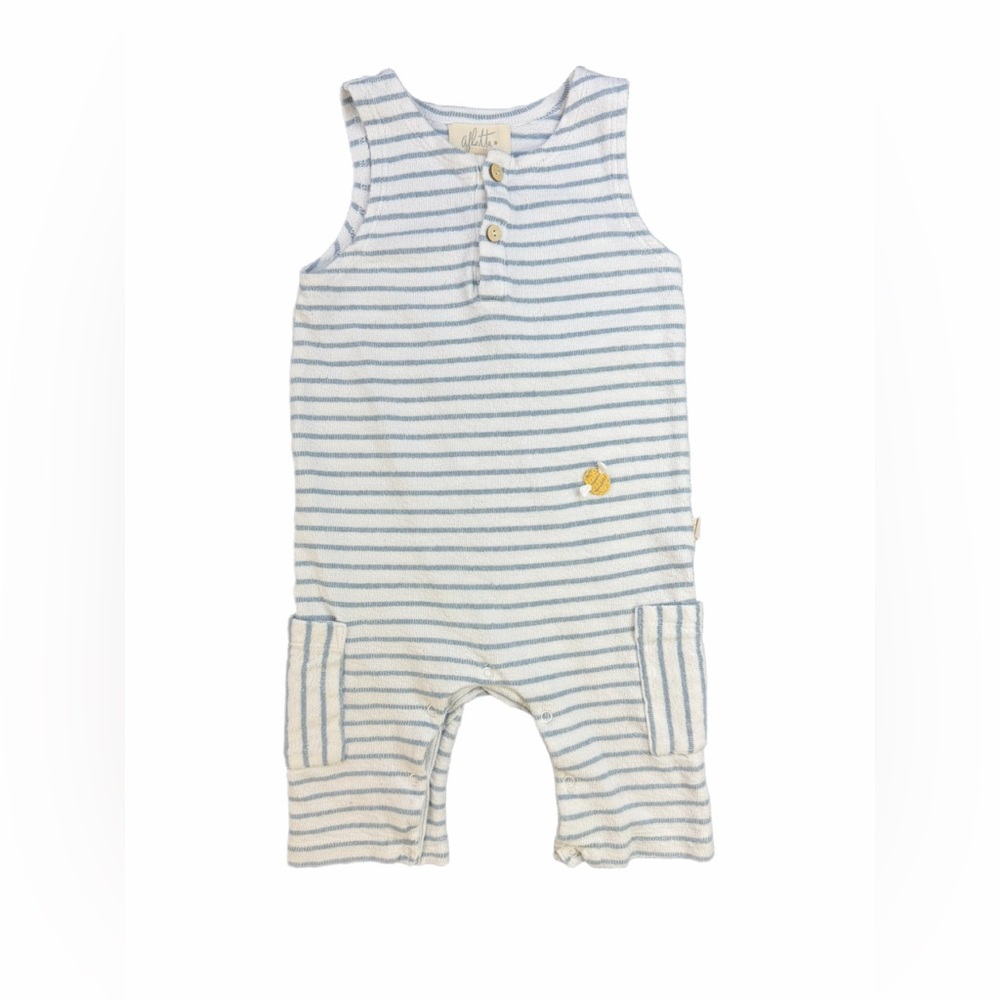 ALBETTA Crochet Mini Bee Blue Stripe Romper - 6-12M